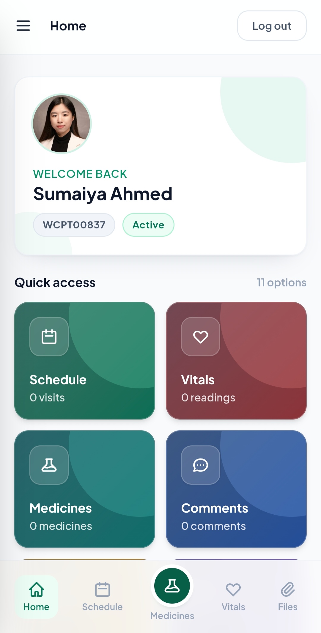 Caregiver ERP app screenshot &mdash; GPS-verified clock-in
