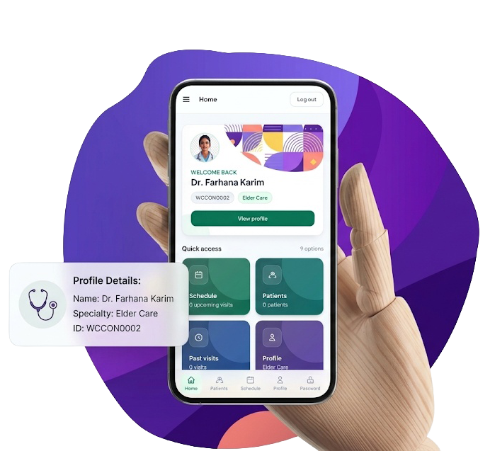 Caregiver ERP mobile app preview
